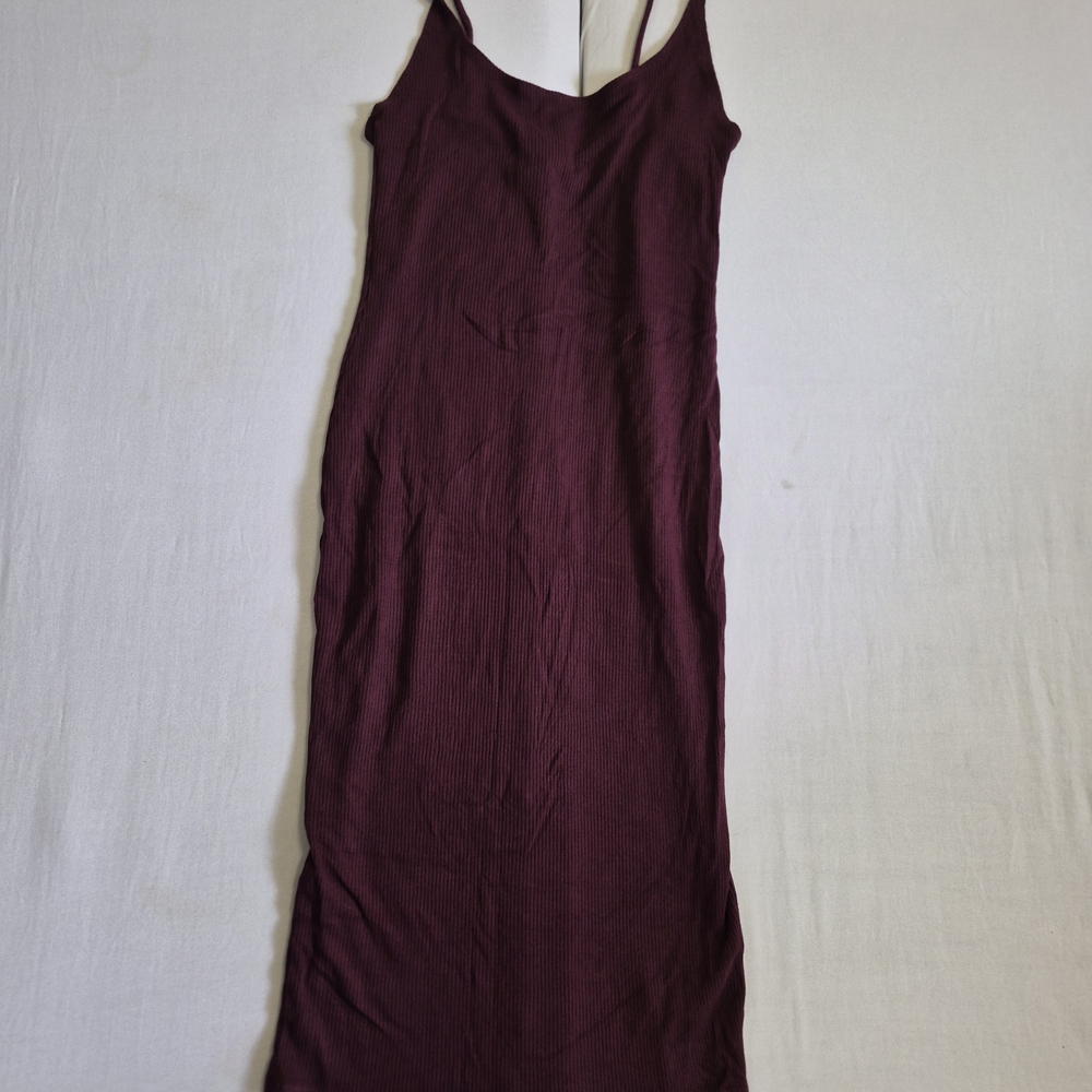 H&M Ribbed Maxi Slip Dress - Plum